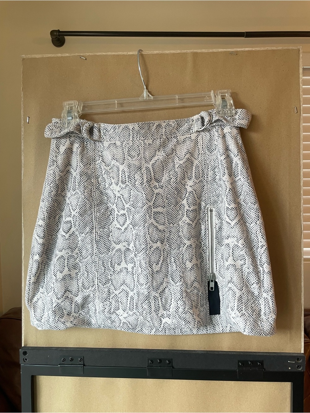 Free People White Snake-Print Mini Skirt
